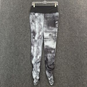 Nike Leggings Women's XL Black Gray High Rise Patterned Yoga Athletic Scrunch